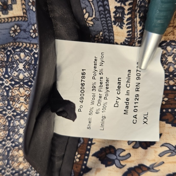 Talia Mens Wool Double Breasted Coat Camel Tan Size XXL - Picture 12 of 12